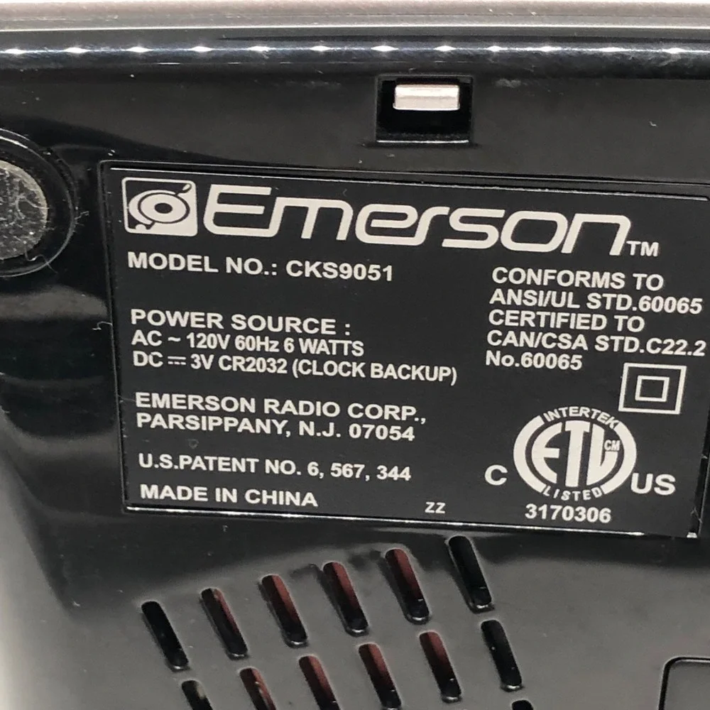 Emerson Research SmartSet CKS9051 Dual Alarm Clock AMFM Radio Tested WORKS